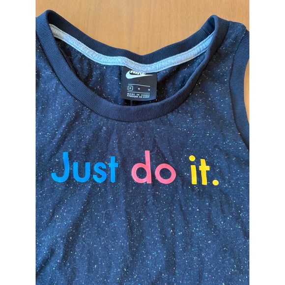 Nike Just Do It Tank Top Black Confetti Sleeveless Athletic Shirt - Picture 2 of 3